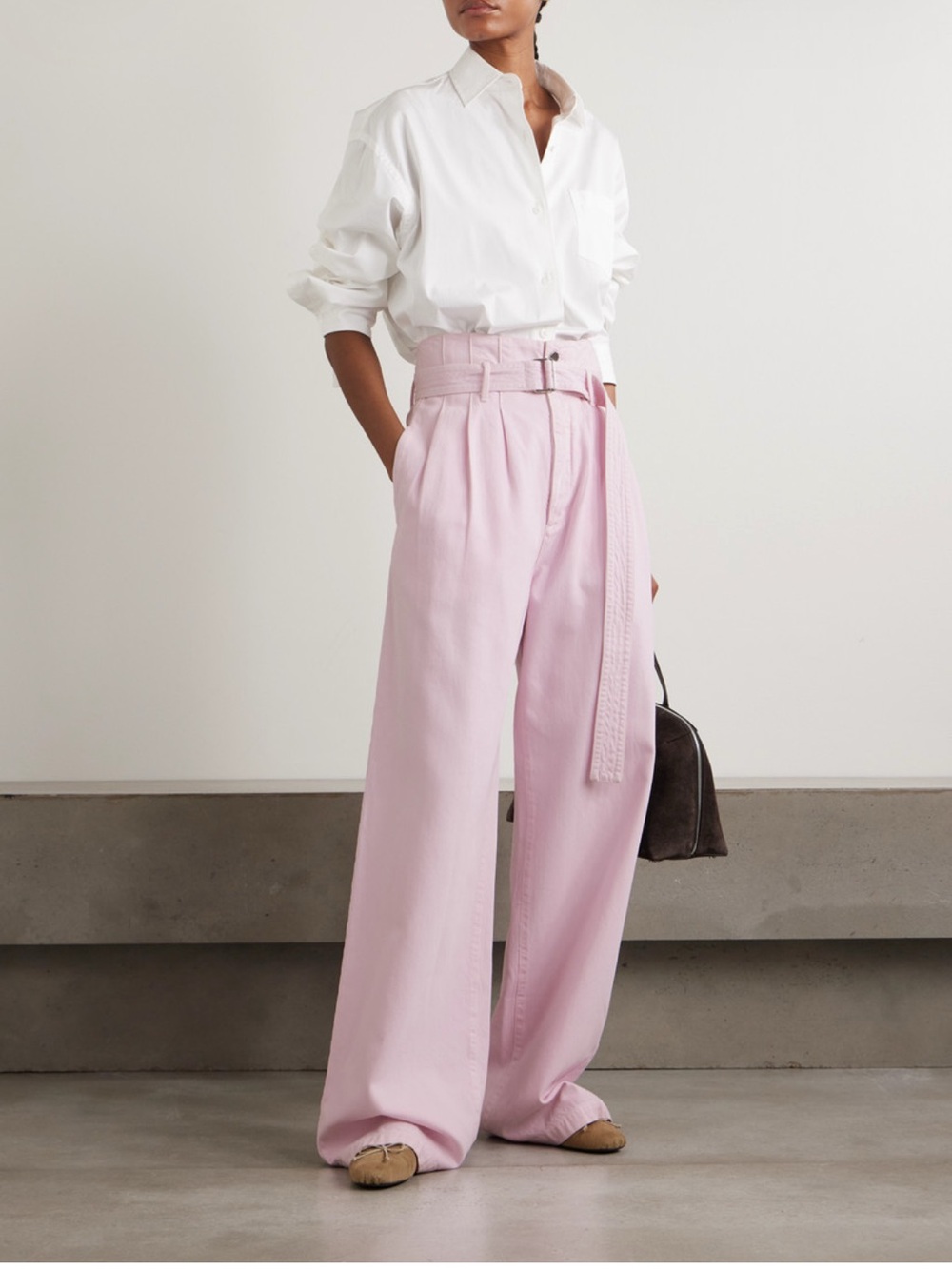 NWOT $410 AGOLDE * McManus Corset belted pintucked high-rise wide-leg sz 29